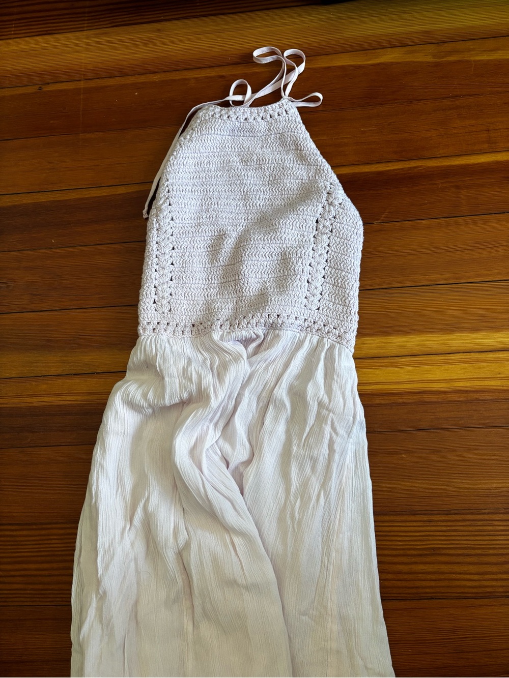 Hollister light pink Crochet Halter Maxi Dress